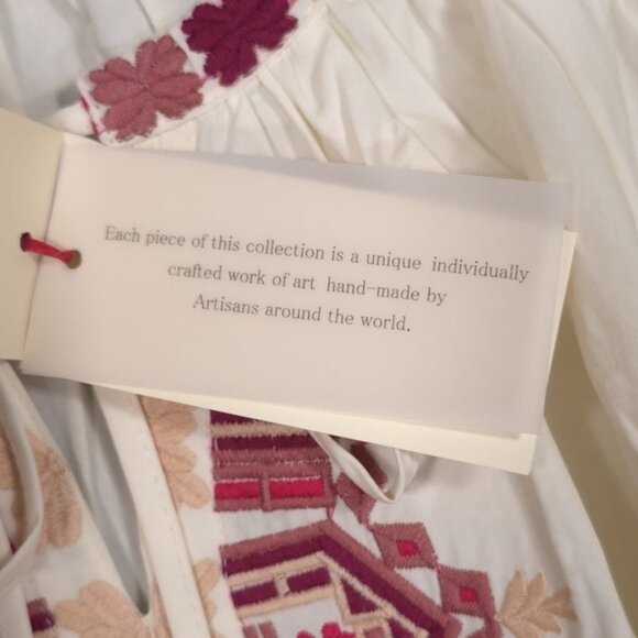 NWT Anthropologie SOLITAIRE LARGE Cream Embroidered Top Hand-Made by Artisans - Picture 9 of 11